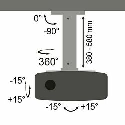 Stropni nosač za projektor SBOX PM-18S (nagib+-15°, okret +-15°, rotacija 360°)